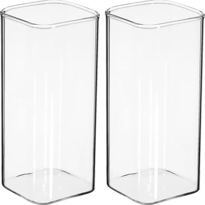 Vierkante glazen bekers - 2 stuks - 400 ml - drinkglazen - drinkbekers