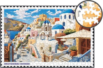 Milliwood - HT776 Houten Puzzel XXL Santorini | 3D Puzzels bouwpakket | Hobby Speelgoed voor kinderen & volwassenen | Wanddecoratie Woonkamer | 580 stukjes 51x34cm | In luxe geschenkdoos