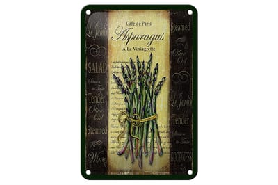 Blechschild Spruch 12x18cm Cafe de Paris Asparagus Spargel