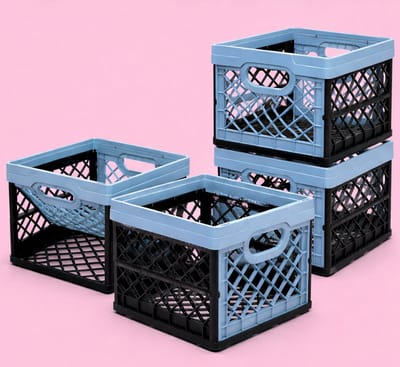 TONTARELLI vouwkrat 25 liter - blauw/zwart - set met 4 stuks