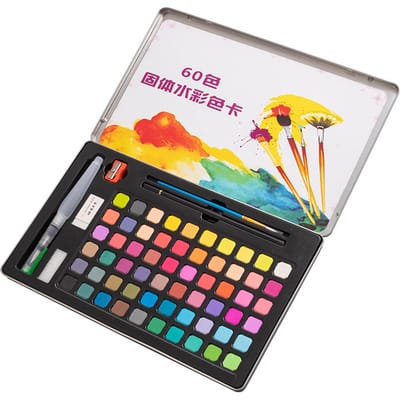 Aquarelverf Set 60 Kleuren Aquarel Potlood Spons Set voor Kunstenaars Studenten Amateur gray