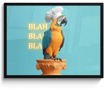 Fotolijst inclusief poster - Posterlijst 70x50 cm - Posters - Papegaai - Koksmuts - Quote - Neon - Foto in lijst - Keuken decoratie muur - Wanddecoratie accessoires - Muurdecoratie - Schilderijen