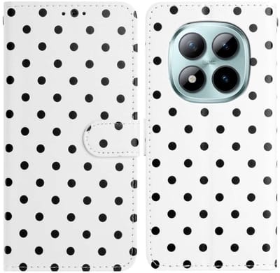 Hoesje Geschikt voor Xiaomi Redmi Note 15 Pro+ 5G | Polka Dot Wallet Book Case | Portemonnee Hoesje | 3 Pasjes | Magneetsluiting | Stand Functie | Wit