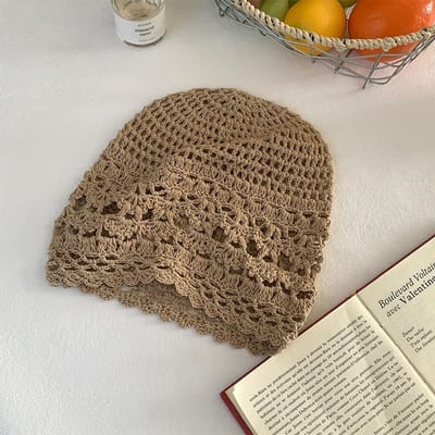 Nouveau Chapeau Polyvalent Chapeau Froid Creux Chapeau de Tête Tissé à la Main Chapeau Fin Printemps Empilé Chapeau Pull gray