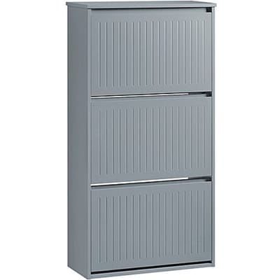 SoBuy FSR165-H-HG Schoenenkast - Grijze Opbergkast met 3 Flappen & Schoenenrek