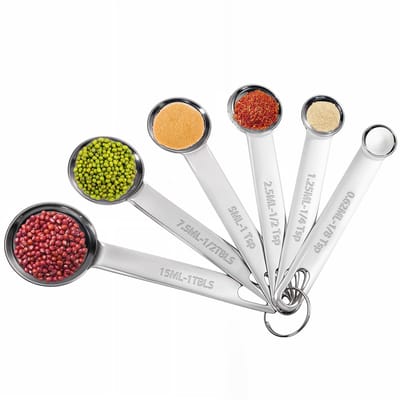 Dailygoods- Maatlepelset 6 stuks - Roestvrij Staal - Koffiemaatlepel - Doseerlepel - Kruidenlepel - Precies gegraveerde markeringen - Maatbekers