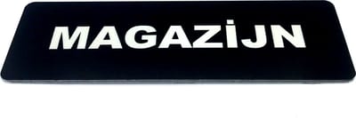 Deurbordje met tekst Magazijn - 150 x 50 mm (incl. dubbelzijdige tape) - zwart / wit | Geborstelde RVS-look toplaag | Gratis Verzending