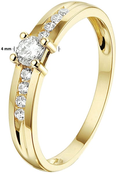 9K Gouden Geel Kleurig Ring met Zirkonia - 8000244