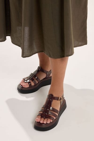 Yours Chocoladebruine Plateau Gladiatorsandalen In Brede Epasvormsize 37EEE