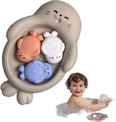 Drijvend Bad Speelgoed - Baby Zwem Speelgoed - Plezier Tijdens Baden - Sterk Bijtbestendig Rubber - 4 Delige Set - Multicolor