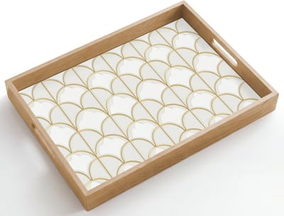 Dienblad hout 50x35 cm - Schootdienblad - Mozaïek - Bogen - Goud - Borrelplank rechthoek - Plateau dienbladen