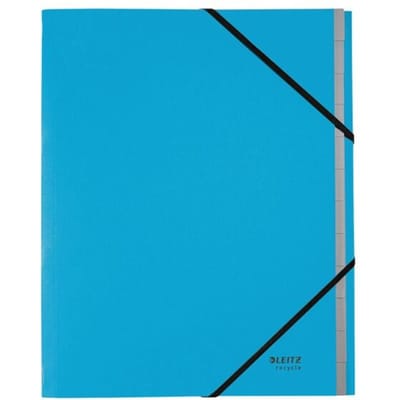Leitz® Recycle map, A4, 12 vakken met blanco tabbladen, inhoudsopgave, elastieksluiting, 100% recyclebaar, karton, blauw