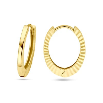 YO&NO - Oorbellen - Goud - Klapoorringen - Gediamanteerd - 1.5/17mm - Sieraden - Vrouw - 585 Goud