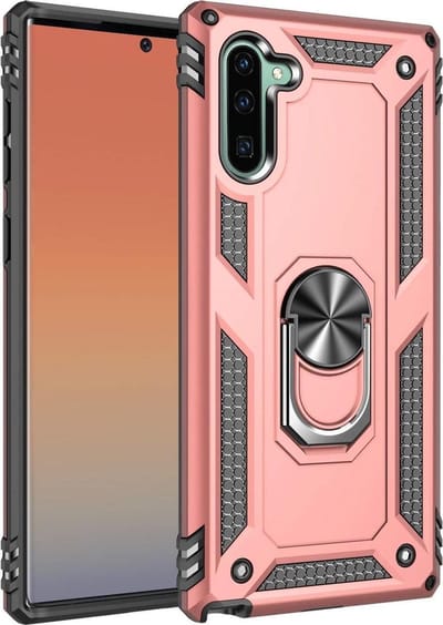 Anti-Shock Hybrid Ring Armor Hoesje Geschikt voor: Samsung Galaxy Note 10 - rose gold