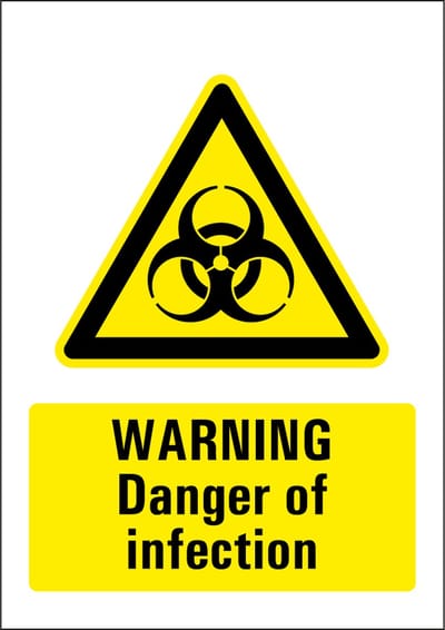 Danger of infection sticker 210 x 297 mm