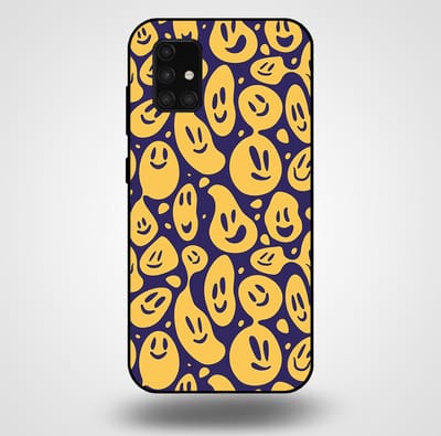 Smartphonica Telefoonhoesje voor Samsung Galaxy A71 5G met smiley opdruk - TPU backcover case emoji design - Paars Geel geschikt voor Samsung Galaxy A71 5G