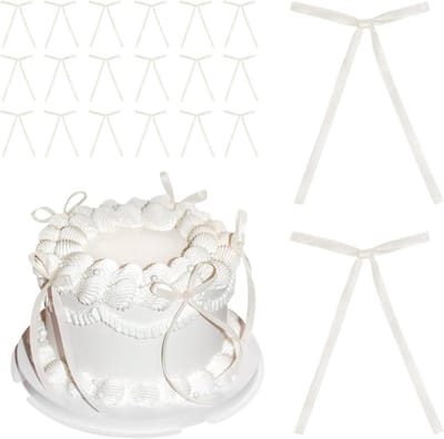 20 Stuks Beige Strikken voor Taarten, Versieringen voor Verjaardagen, Bruiloften en Feestjes, Decoratieve Taartaccessoires en Cake Toppers