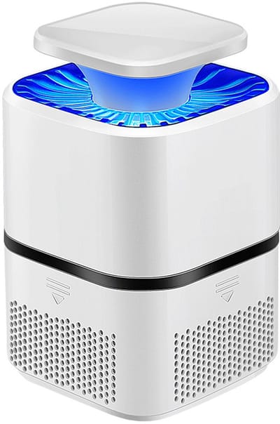 Muggenlamp - Muggenverdelger - Muggenlamp binnen - Lichtaantrekkende muggenvanger - Mini insectenverdelger - UV-licht muggenlokker - Met opvangbak - Geschikt voor gebruik binnenshuis om muggen en motten te doden - 11*11*17 cm - Wit