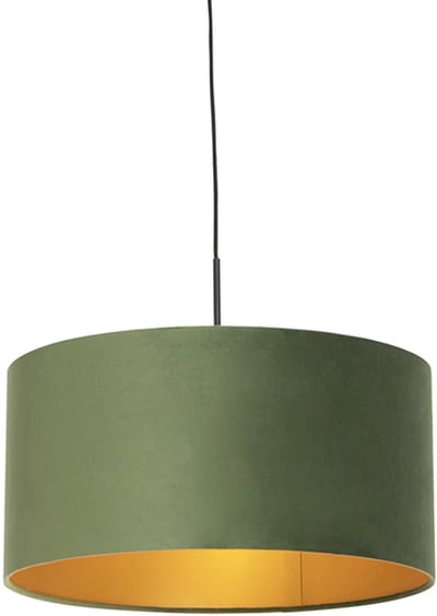 QAZQA combi - Landelijke Hanglamp met kap - 1 lichts - Ø 500 mm - Groen - Woonkamer | Slaapkamer | Keuken