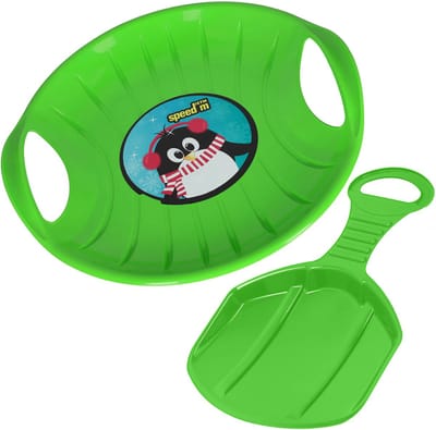 KOTARBAU® Sneeuwschijf Set, Kunststof, 60 cm, Groen, Schotel Slee Plastic, 34x53 cm, Sneeuw Slee, Rodelen, Lichtgewicht, Voor Kinderen En Volwassenen, Bobsleeën, Sneeuwglijder
