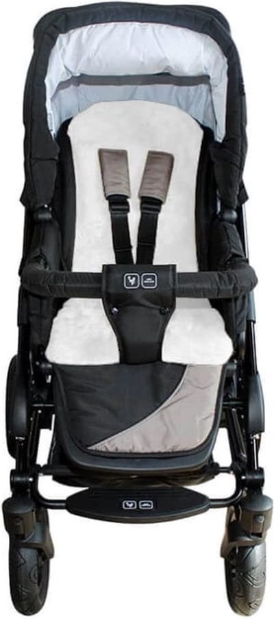 WOOOL Schapenvacht Opleg Buggy - Baby - Wit - 100% Echte Schapenwol - Kinderwagen en Autostoel