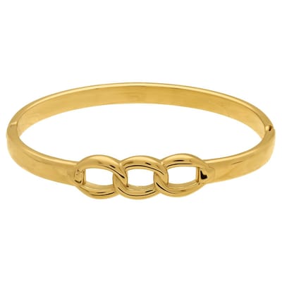 Lucardi - Dames Stainless steel bangle voor dames - Armband - Staal - Goudkleurig