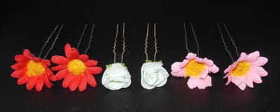 Haarpinnen bloemen set van 6 stuks.
