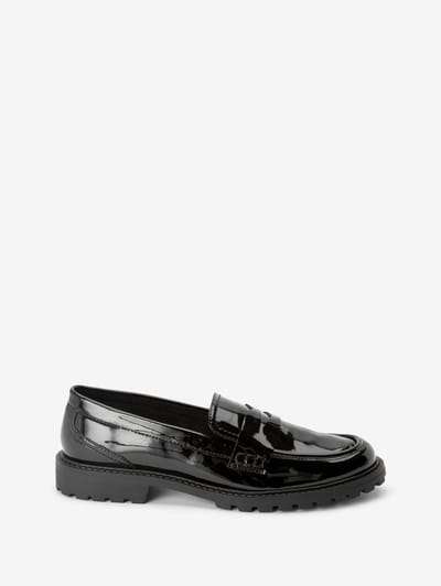 Next - Dames - Loafers van lakleer met dikke zool - Zwart