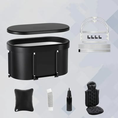 Collox Ijsbad - Dompelbak - Outdoor - Draagbaar - Opvouwbaar - IJsbad - Koude duik - 116 cm breed - Inclusief opblaasbaar rugkussen - Zwart