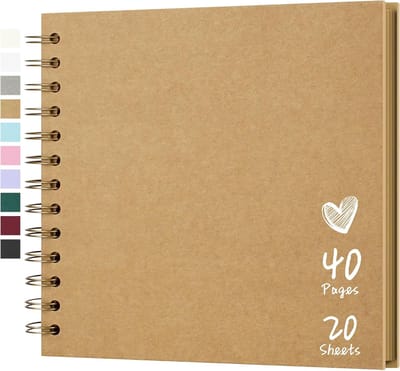 DIY Scrapbook Album 20 x 20 cm met Hardcover en Kraft Papier - Fotoalbums voor Familieherinneringen, Bruiloft en Creatieve Projecten - 20 Bladen