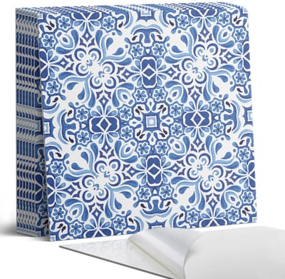 Coloray Plaktegels - Klassiek bloemenpatroon Portugese Tegels - 30 cm x 30 cm - Blauw Plaktegels - 9 stuks - Vierkant PVC Tegels - Plaktegels Keuken - Zelfklevende Vloertegels - Vinyltegels Vloer Zelfklevend - Zelfklevende Tegels