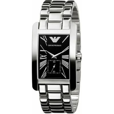 Emporio Armani AR0156 Klassiek Zwart Rechthoek Herenhorloge