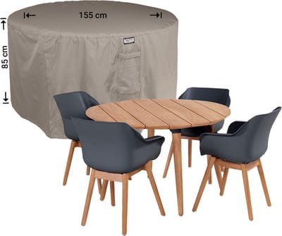 Raffles Covers ronde tuinsethoes - ⌀ 155 H: 85 cm - RDSR155 - Waterdicht - Ademend - UV-bestendig - Trekkoord - Beschermhoes tuinmeubelen