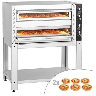 GGM Gastro Elektro Pizzaofen - (Vollschamott) - 6+6x 30cm - Manuell - inkl. Untergestell