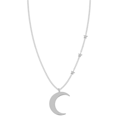 Essentialistics - Ketting met hanger maan en sterren - Volwassenen - Zilverkleur - Stainless steel (verkleurt niet) - Verlengkettinkje