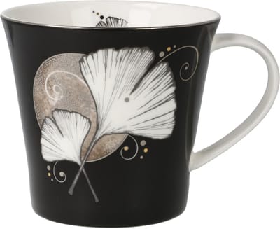 Goebel - Lotus | Koffie / Thee Mok Ginkgo zwart | Beker - porselein - 350ml - 2 stuks
