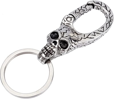 Allecto - Sleutelhanger Schedel - Antiek Zilver - Unieke Sleutelclip - Sleutel Organizer - Perfect voor mannen en vrouwen - Ideaal voor Halloween