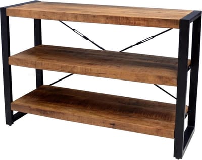 Mangohouten Boekenkast Britt 120 cm Laag Mahom Industrieel - Vitrinekast van Mangohout & Metaal - Industriële Buffetkast