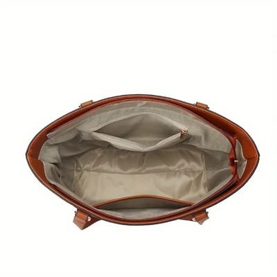 Livano Handtas Dames - Schoudertas - School - Shopper - Schooltas - Werktas - 4-Delige Set - Wit