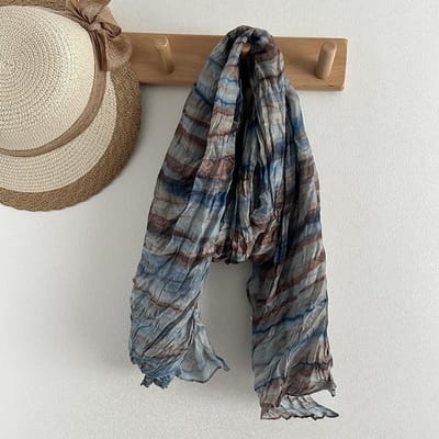 Natuurlijk Gekreukeld Katoen en Linnen Sjaal Dames Nostalgische Retro Literaire Stijl Veelzijdige Lange Sjaal Japanse Buitenlandse Sjaal 65-170cm black