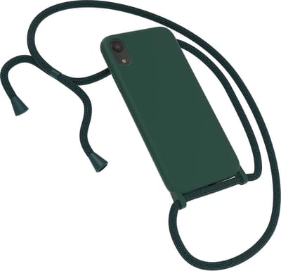 HB Hoesje Geschikt voor Apple iPhone XR - Groen - Siliconen Back Cover met Koord - Telefoonhoesje met Koord - Crossbody Lanyard Cord Case