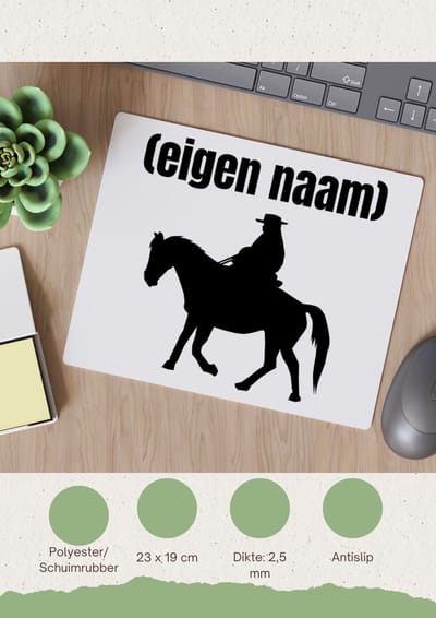 Akyol - cowboy op paard met eigen naam Muismat - Cowboy - cowboy liefhebbers - wilde westen - verjaardag - cadeau - kado - 23 bij 19 cm