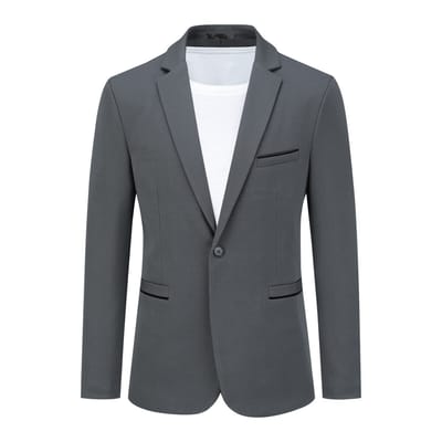 Heren colbert slim fit jas zakelijk dagelijks blazer grijs