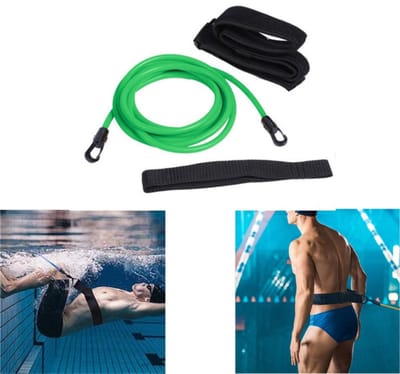 1 stuk - Zwemtrainingsband - Zwemweerstandsband - Zwemstatische trainingsband - Groen - 4 m - Voor kinderen en volwassenen - Voor zwembaden in hotels, huizen en cruiseschepen