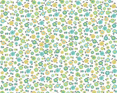 KLEINE VROLIJKE BLOEMETJES BEHANG - Blauw Geel Groen - AS Creation COZZ