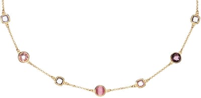 Glow 102.8621.55 Ketting - Collier - Sieraad - Dames - Schakelketting - Zilver - Goudkleurig - 925 Zilver - 9 mm breed - 55 cm lang