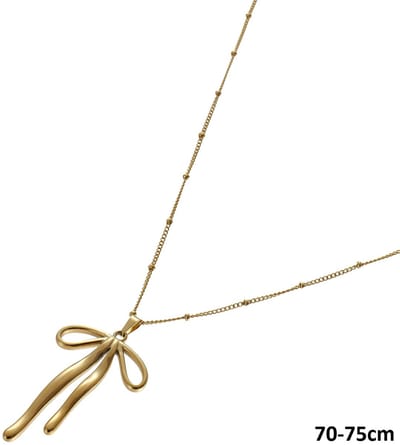 Ketting - RVS - strik - goudkleurig - 70-75 cm