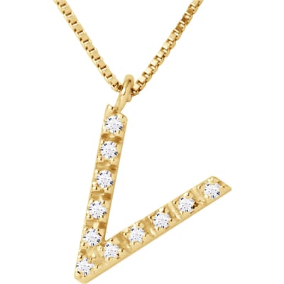 Collar ABC Diamonds 0.06 Cts letter "v" Yellow Gold 18k