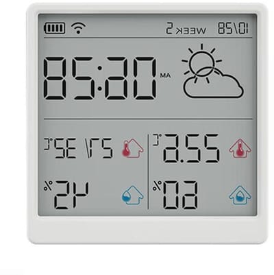 Digitale Hygrometer - Kamerthermometer Sensor - Binnenklimaat Bewaken - Oplaadbaar WiFi Model - 86 x 86 x 13mm - Wit