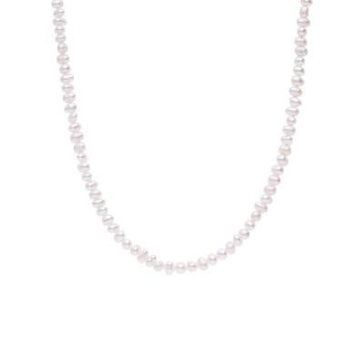 Lucardi Dames Zilveren ketting zoetwaterparel - Ketting - 925 Zilver - Zilver - 45 cm